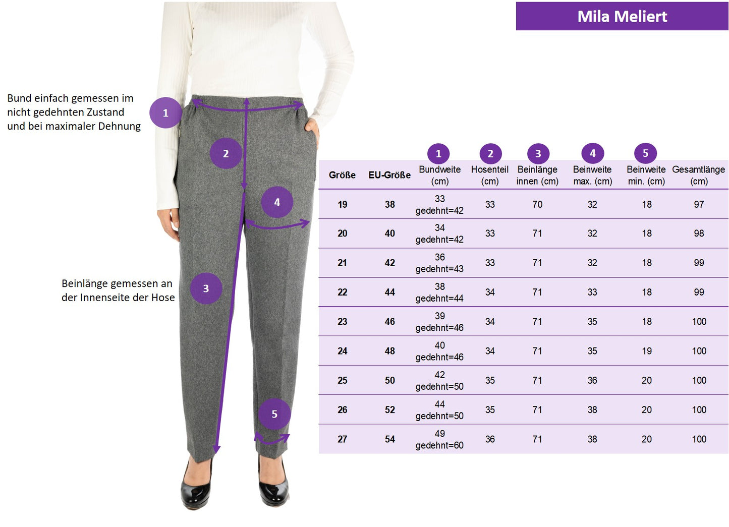 MILA - Melierte Winter Schlupfhose