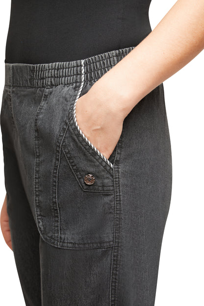 Jana - Damen Sommer Jeanshosen Seniorenjeans Schlupfhose mit Gummibund und Ziertaschen