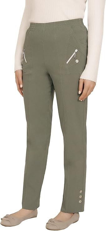 Emmi - Damen Sommer Outdoor Schlupfhose mit Gummizug, Stretch, Senioren Hose, Kurzgröße, gerader Schnitt, Hosentaschen