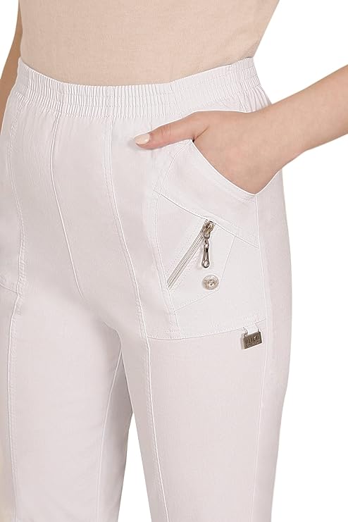 Emmi - Damen Sommer Outdoor Schlupfhose mit Gummizug, Stretch, Senioren Hose, Kurzgröße, gerader Schnitt, Hosentaschen