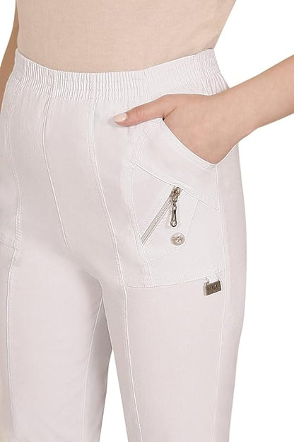 Emmi - Damen Sommer Outdoor Schlupfhose mit Gummizug, Stretch, Senioren Hose, Kurzgröße, gerader Schnitt, Hosentaschen