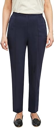 Ella Uni - Damen Sommer Schlupfhose mit Stretch, Gummizug, gerader Schnitt, Hosentaschen mit Reißverschluss, klassich einfarbig, unifarben