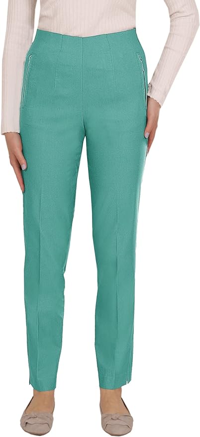 Stella - Damen Sommer Stretch Damenhose, komfortabler Gummibund, gerader Schnitt, sehr dehnbar, geeignet für Senioren, Schlupfhose mit Taschen