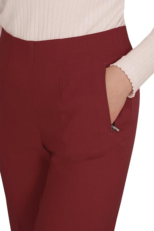 Stella - Damen Sommer Stretch Damenhose, komfortabler Gummibund, gerader Schnitt, sehr dehnbar, geeignet für Senioren, Schlupfhose mit Taschen