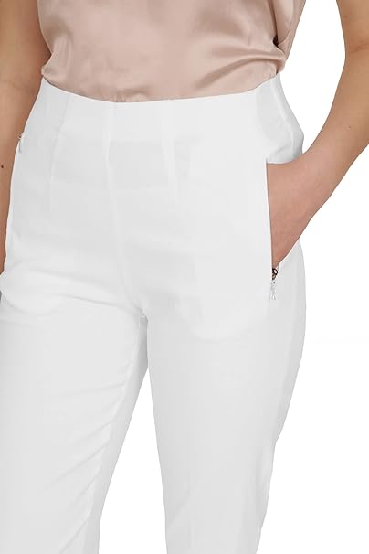 Stella - Damen Sommer Stretch Damenhose, komfortabler Gummibund, gerader Schnitt, sehr dehnbar, geeignet für Senioren, Schlupfhose mit Taschen