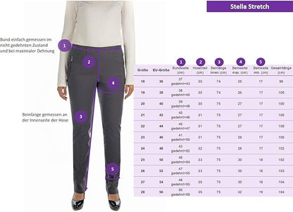 Stella - Damen Winter Schicke Stretch Hose, komfortabler Gummibund, gerader Schnitt, sehr dehnbar, geeignet für Senioren, Schlupfhose mit Taschen und weichem Innenstoff