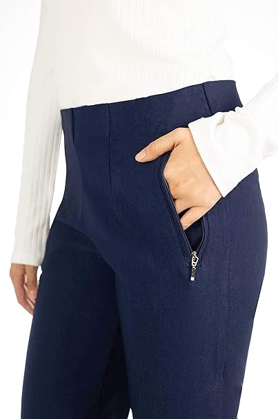 Stella - Damen Winter Schicke Stretch Hose, komfortabler Gummibund, gerader Schnitt, sehr dehnbar, geeignet für Senioren, Schlupfhose mit Taschen und weichem Innenstoff