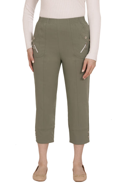 Emmi - Damen Sommer Kurze 7/8 Schlupfhose mit Gummizug, Stretch, Senioren Hose, Kurzgröße, gerader Schnitt, Hosentaschen