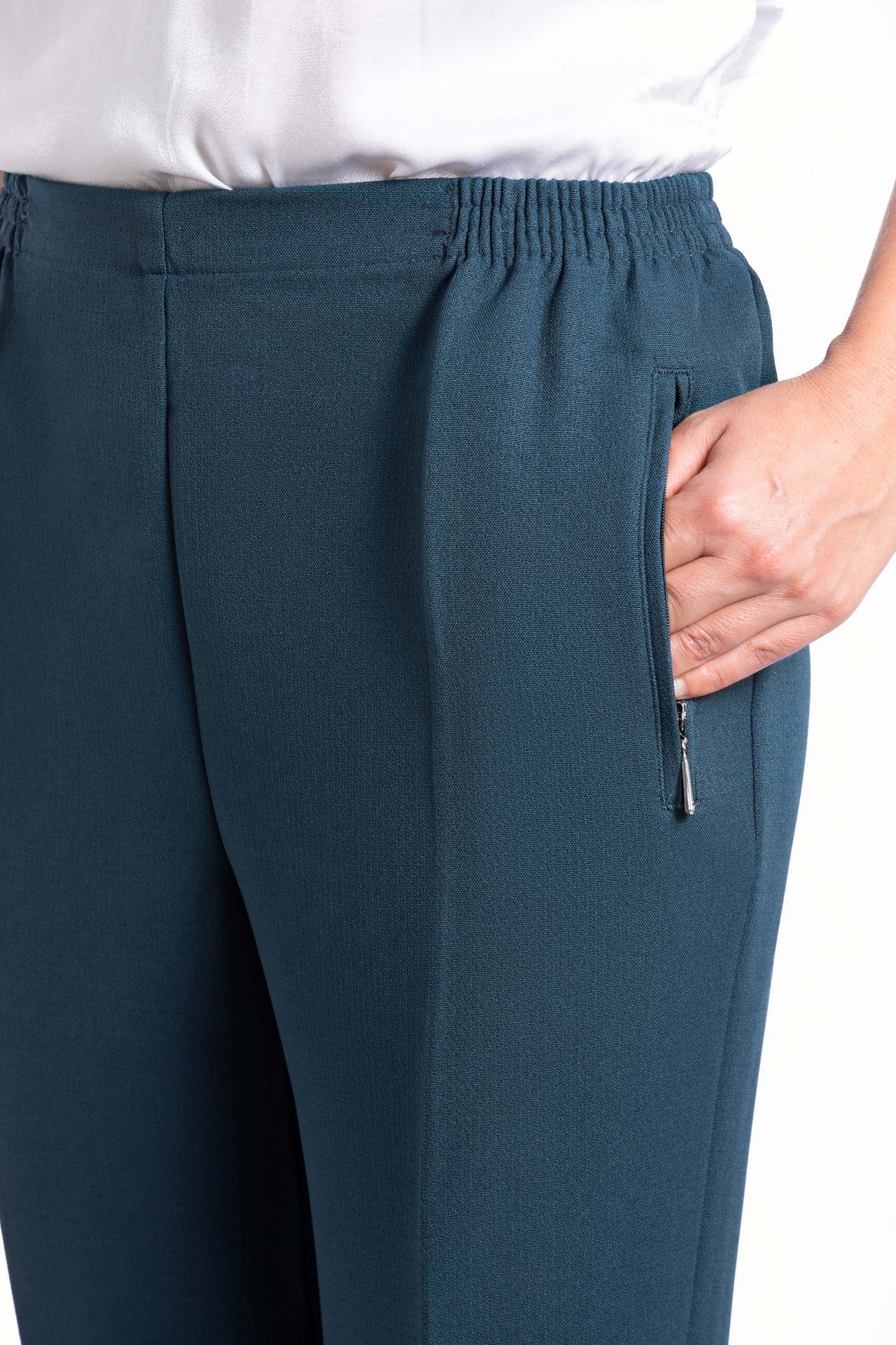 Ulla Uni - Damen Winter Schlupfhose, Gummizug, gerader Schnitt, Hosentaschen mit Reißverschluss, klassich einfarbig